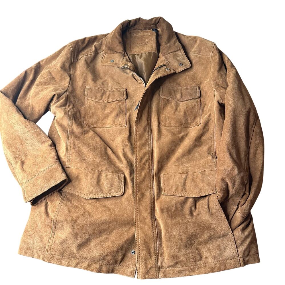 ROUNDTREE & YORKE Size XL Cognac Color Suede Leather Mens Field Jacket